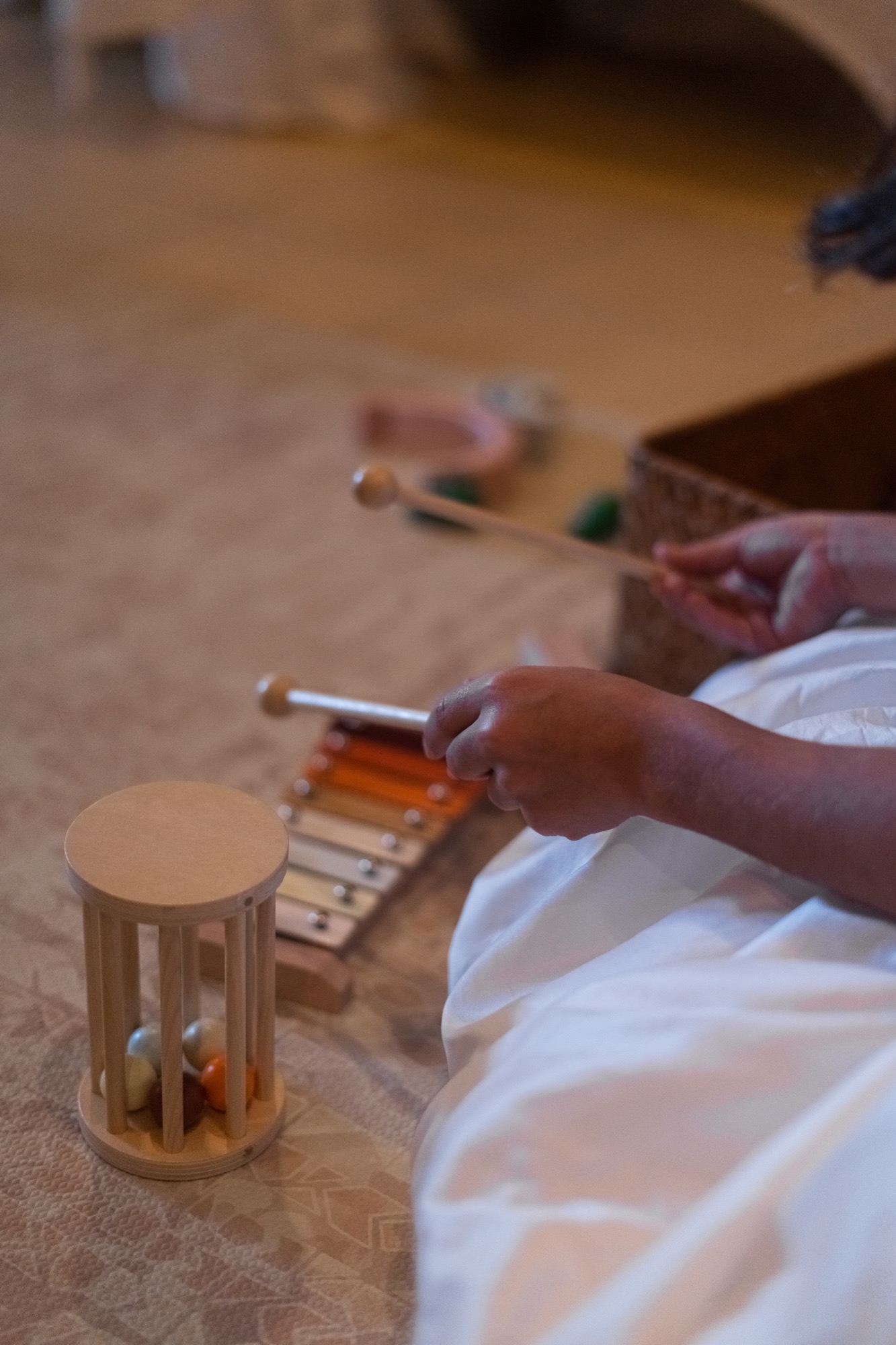 Wooden xylophone and musical instruments at the Alekai kids lounge
